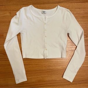 Aritzia Sunday’s Best White Cropped Button Cardigan/Shirt